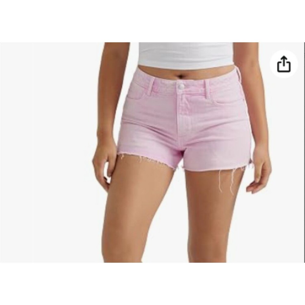Wrangler Mid Rise Denim Shorts-Size 25-Pink-Raw Hem-Vintage Cut Off Style